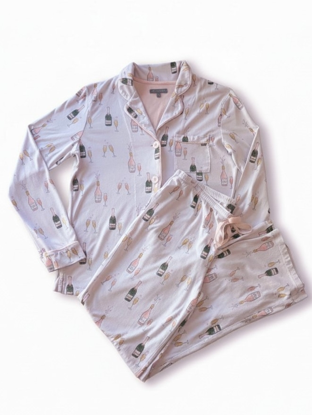 PJ Salvage Soft Knit Champagne & Rosé Pajama Set Light Pink Medium